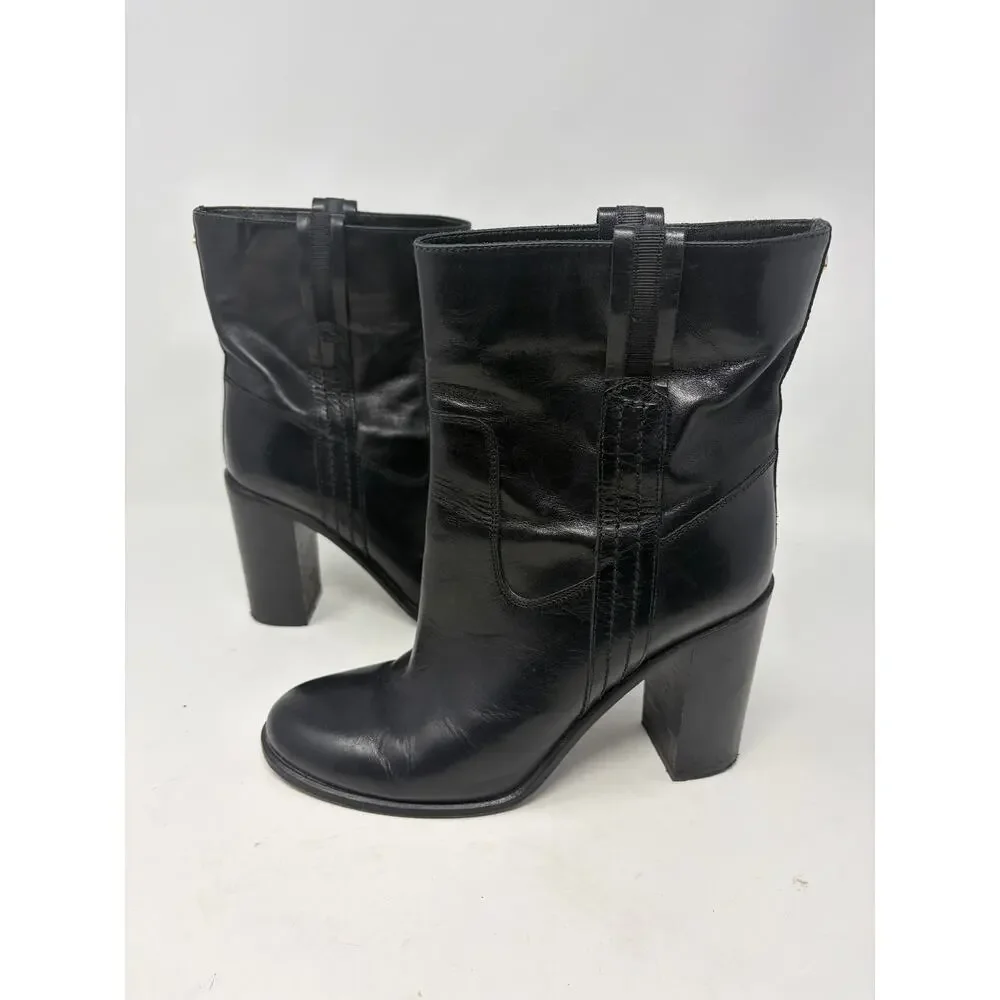 Kate Spade Baise heeled boots 10M black leather pull on almond toe